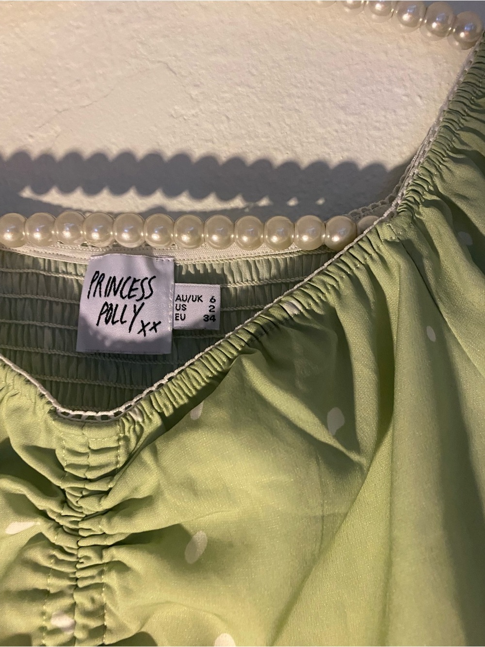 Princess Polly Women’s Size 2 Polk A Dot Green Matching Set - Picture 3 of 5